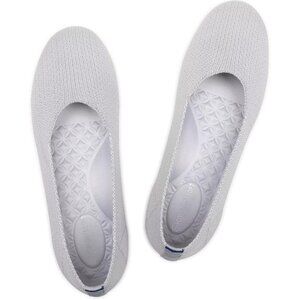 Frank Mully Women’s Light Gray Knit Fabric Round Toe Slip On Ballet Flat Shoes